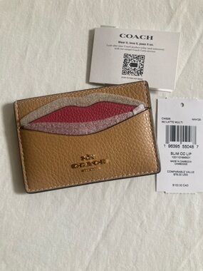 Coach Tan Leather Slim Card Case NWT
